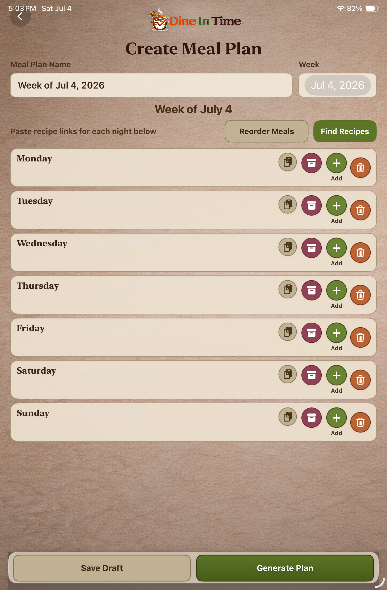 Create Meal Plan