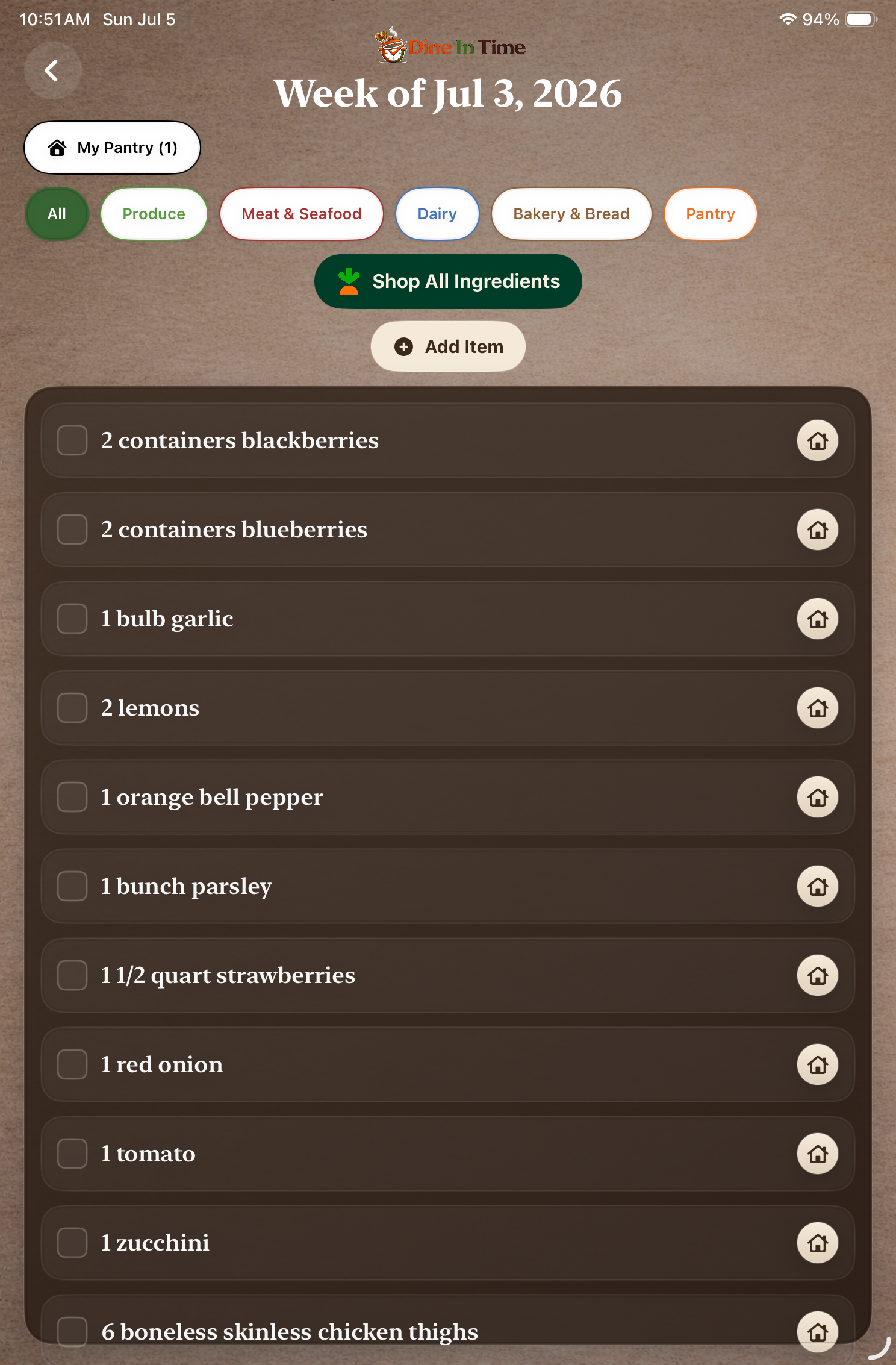 Grocery List